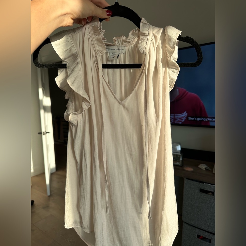 Cupcakes & Cashmere Ivory Ruffle Top